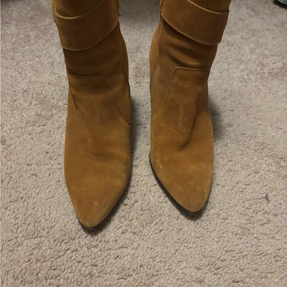 Aldo Camel Suede Heeled Boots